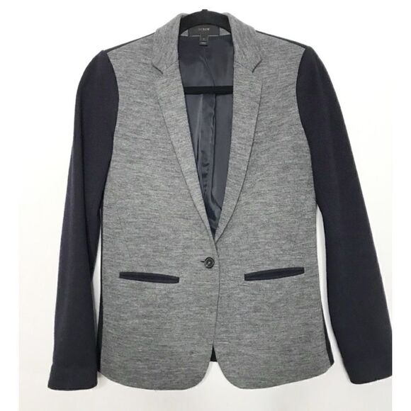 J CREW Sz 2 Contrast Knit Blazer
Gray Navy Wool Colorblock 11386
Schoolboy - Picture 4 of 8